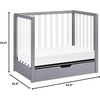 image:imageCarters by DaVinci Colby 4in1 Convertible Mini Crib with Trundle Drawer in White Greenguard Gold Certified Undercrib StorageGray and White