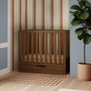image:imageCarters by DaVinci Colby 4in1 Convertible Mini Crib with Trundle Drawer in White Greenguard Gold Certified Undercrib StorageWalnut