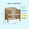image:imageDavinci Dylan 3in1 Convertible Portable Mini Crib Espresso  GREENGUARD Gold Certified  Folding Baby Crib With Wheels 4 Adjustable Mattress Heights Conversion Kit Sold SeparatelyChestnut