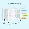 image:imageDavinci Dylan 3in1 Convertible Portable Mini Crib Espresso  GREENGUARD Gold Certified  Folding Baby Crib With Wheels 4 Adjustable Mattress Heights Conversion Kit Sold SeparatelyWhite