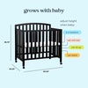 image:imageDavinci Dylan 3in1 Convertible Portable Mini Crib Espresso  GREENGUARD Gold Certified  Folding Baby Crib With Wheels 4 Adjustable Mattress Heights Conversion Kit Sold SeparatelyEbony