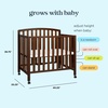 image:imageDavinci Dylan 3in1 Convertible Portable Mini Crib Espresso  GREENGUARD Gold Certified  Folding Baby Crib With Wheels 4 Adjustable Mattress Heights Conversion Kit Sold SeparatelyEspresso
