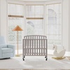image:imageDavinci Dylan 3in1 Convertible Portable Mini Crib Espresso  GREENGUARD Gold Certified  Folding Baby Crib With Wheels 4 Adjustable Mattress Heights Conversion Kit Sold SeparatelyGrey