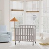 image:imageDavinci Dylan 3in1 Convertible Portable Mini Crib Espresso  GREENGUARD Gold Certified  Folding Baby Crib With Wheels 4 Adjustable Mattress Heights Conversion Kit Sold SeparatelyGrey