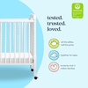 image:imageDavinci Jenny Lind 3in1 Convertible Mini Crib in White Removable Wheels Greenguard Gold Certified  GREENGUARD Certified Mini Crib w Removable Wheels Converts to Toddler Bed amp Daybed w 4 Adjustable Mattress Heights