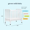 image:imageDavinci Jenny Lind 3in1 Convertible Mini Crib in White Removable Wheels Greenguard Gold Certified  GREENGUARD Certified Mini Crib w Removable Wheels Converts to Toddler Bed amp Daybed w 4 Adjustable Mattress Heights