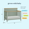 image:imageDavinci Shea 4in1 Convertible Baby Crib Light Sage and Honey  GREENGUARD Gold amp FSC Certified  Converts to Toddler Bed amp Daybed amp FullSize Bed 4 Adjustable Mattress HeightsLight Sage and Honey