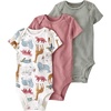 image:imagelittle planet by carters Unisex Baby 3pack Short Sleeve Bodysuits Made With Organic CottonEndangered Species