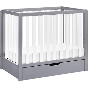 image:imageCarters by DaVinci Colby 4in1 Convertible Mini Crib with Trundle Drawer in White Greenguard Gold Certified Undercrib StorageGray and White