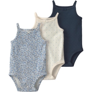 image:imagelittle planet by carters Unisex Baby 3pack Short Sleeve Bodysuits Made With Organic CottonBlue Floral