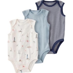 image:imagelittle planet by carters Unisex Baby 3pack Short Sleeve Bodysuits Made With Organic CottonCoastal Blue Green