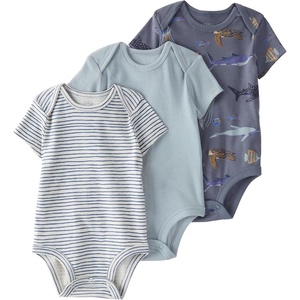 image:imagelittle planet by carters Unisex Baby 3pack Short Sleeve Bodysuits Made With Organic CottonDeep Sea Print  Painterly Stripes