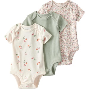 image:imagelittle planet by carters Unisex Baby 3pack Short Sleeve Bodysuits Made With Organic CottonMint  Sweet Cream  Fruit Print