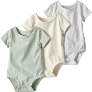 image:imagelittle planet by carters Unisex Baby 3pack Short Sleeve Bodysuits Made With Organic CottonMint  Sweet Cream  Gray Heather