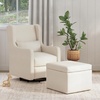 image:imageCarters by daVinci Adrian 360 Swivel Glider Chair w Storage Ottoman  Water amp Stain Resistant Rocking Chair Glider  GREENGUARD Gold amp FSC Certified Glider Rocking Chair for Nursery amp Living RoomPerformance Cream