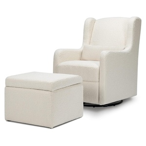 image:imageCarters by daVinci Adrian 360 Swivel Glider Chair w Storage Ottoman  Water amp Stain Resistant Rocking Chair Glider  GREENGUARD Gold amp FSC Certified Glider Rocking Chair for Nursery amp Living RoomIvory Boucle