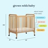 image:imageDavinci Jenny Lind 3in1 Convertible Mini Crib Honey  GREENGUARD Certified Mini Crib w Removable Wheels Converts to Toddler Bed amp Daybed w 4 Adjustable Mattress Heights