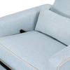 image:imageDavinci Piper Swivel Recliner Glider Chair Cream  GREENGUARD CertiPURUS Certified  Ultra Comfy Upholstered Glider Recliner Nursery Chair Manual 360 Recline amp Swivel GlideHeathered Blue With Cream Piping