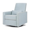 image:imageDavinci Piper Swivel Recliner Glider Chair Cream  GREENGUARD CertiPURUS Certified  Ultra Comfy Upholstered Glider Recliner Nursery Chair Manual 360 Recline amp Swivel GlideHeathered Blue With Cream Piping