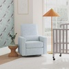 image:imageDavinci Piper Swivel Recliner Glider Chair Cream  GREENGUARD CertiPURUS Certified  Ultra Comfy Upholstered Glider Recliner Nursery Chair Manual 360 Recline amp Swivel GlideHeathered Blue With Cream Piping