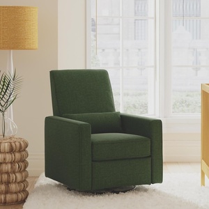 image:imageDavinci Piper Swivel Recliner Glider Chair Cream  GREENGUARD CertiPURUS Certified  Ultra Comfy Upholstered Glider Recliner Nursery Chair Manual 360 Recline amp Swivel GlidePine Green